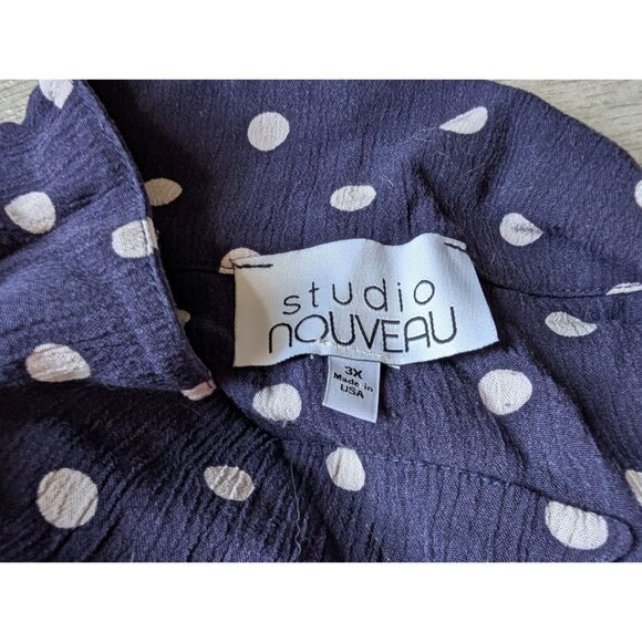 Studio Nouveau Womens 3X Polka Dot & Floral Button-Down Blouse - Picture 5 of 8